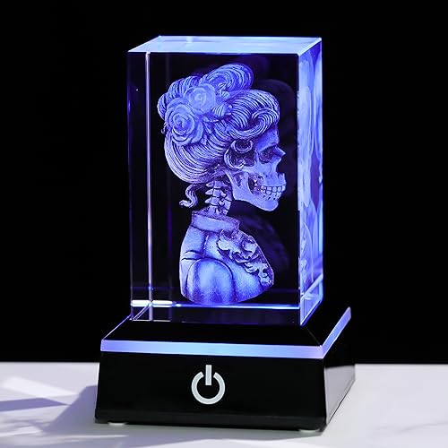 Qianwei 3D Crystal Skeleton Bride Decor - Baphomet Statue Halloween Skull Witch Figurines Occult Medieval Goth Satanic Home Desk Decor Witchy Gifts Horror Lilith Statue - style: Skeleton bride