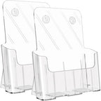 KTRIO Acrylic Brochure Holder 8.5 x 11 Clear Literature Display Stand, Plastic Flyer Holder for Trifold Brochures, Menus, Magazines, Pamphlets, Documents, Desk or Wall Mount, 2 Pack - size: 8.5" x 11", style: 2 Pack