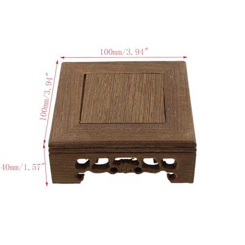 Wooden Display Stand Base 4" x 4" Wood Carved Craft Pedestal Traditional Wooden Base Oriental Antique Display Riser Square Pedestal Stands for Vase Crystal Ball Teapot Stone Flower Pot - size: Square, 4" x 4"