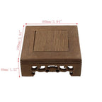 Wooden Display Stand Base 4" x 4" Wood Carved Craft Pedestal Traditional Wooden Base Oriental Antique Display Riser Square Pedestal Stands for Vase Crystal Ball Teapot Stone Flower Pot - size: Square, 4" x 4"