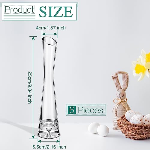 Lallisa 6 Pcs Glass Bud Vases for Centerpieces Maria Modern Clear Small Skinny Decorative Single Flower Bud Vase for Wedding Party Event Home Office Decoration(9.84 Inch,Transparent Color) - color: Transparent Color, size: 9.84 Inch