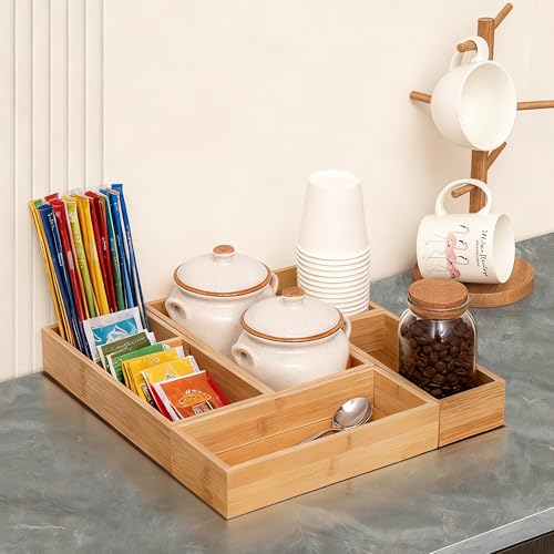 Bamboo Drawer Organizers Set with Removable Dividers, 5PCS Adjustable Multi-Use Wood Storage Organizers(5-9 Grids), Desk Drawer Tray for Bathroom, Office, Dresser, Storage Box for Jewelry, Makeup - size: 5-9 Grids