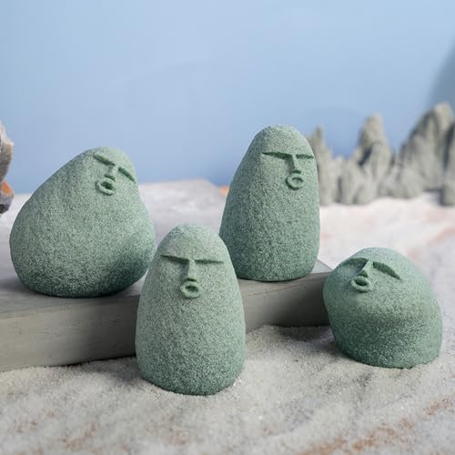 Cute Stone Primitive Man Figurine: Funny Stoneman Statue for Outdoor Decor, Carving Face Garden Home Decoration Fish Tank Ornament - Stone Man D - style: Stone Man D