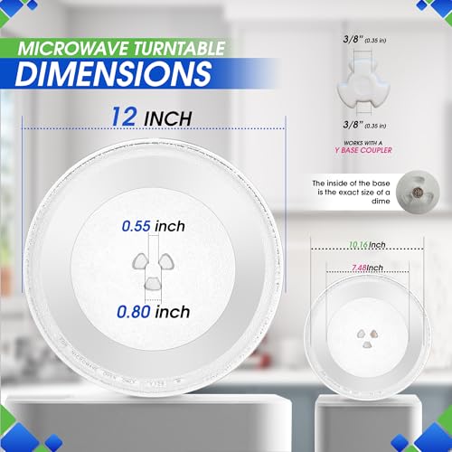 Microwave Plate Replacement for 12” W10337247 W11367904 Whirlpool Microwave Glass Plate - Rotating Oven Microwave Turntable Plate - Spinning Dish Tray Turntables For Better Reheating and Cooking - size: 12"
