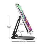 Cell Phone Stand for Desk Phone Holder Foldable Portable Adjustable Cradle Dock Compatible with iPhone 17 16 15 14 13 Pro Max, iPhone 12 11 Plus SE XS XR 8 7, Office Desk Travel Accessories, Black - color: Black