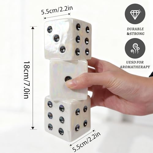 Tnstbiee Modern Ceramic Dice Vase - Small Unique Decorative Vase for Dried Flowers, Roses and Pampas Grass | Ideal Centerpiece for Living Room, Coffee Table - Single Stem Bud Vase Gift for Home Decor - color: White Dice Vase