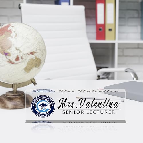 Name Plate for Desk, Custom Logo Desk Name Plate Personalized, Custom Acrylic Name Plate for Office Desk Decor, Employee Appreciation Gifts The Office Gifts for Men and Women with Image and Text - color: Logo/Image