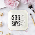 Christian Gifts for Women, Bible Verse Ceramic Jewelry Dish Trinket Ring Tray, Inspirational Floral Gift for Mom Sister Friend Birthday Christmas-God Says You are (White-God Says1) - color: White-God Says1