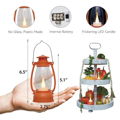 12Pcs Orange Mini Lanterns for Fall Halloween Thanksgiving & Western Camping Decor – Small Lantern Decorative for Table Centerpiece, Hanging Ornaments for Christmas Wedding & Cowboy Party - color: Orange-12pcs