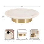 Kate and Laurel Sevienne Modern Glam Round Marble Tray, 10 Inch Diameter, White and Gold, Contemporary Scooped Pedestal Tray for Use as Entryway Tray Catchall or Small Coffee Table Tray