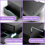Simple Trending Monitor Stand Riser and Computer Wood Desk Organizer with Drawer and Pen Holder for Laptop, Computer, iMac, Black
