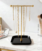 VROOMIUM Necklace Holder- Ceramic Base 1ft Height Jewelry Organizer Stand, Aesthetic Jewelry Hanger Display for Necklaces, Bracelets, Rings, Exhibidor de Collares-Mysterious Black - color: Sq. Lux Black