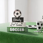 Smile Soccer Wooden Block Decor Set, 4-Piece Ready For Some Soccer Blocks & Soccer Ball Tiered Tray Tabletop Signs for Game Day & Sports Party Decorations - style: Goal