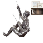Climbing Man Wall Sculpture – Resin Decor Figure, Modern Art Accent, Black Home Ornament | Unique 3D Hanging Statue Piece, Artistic Abstract Wall Decoration Setup Living Room Bedroom Workplace Design - size: trumpet right hand, style: Silver