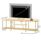 HOOBRO TV Stand with LED Lights and Power Outlets for TVs up to 75", Modern 70.9 Inch Tempered Glass TV Console Table with Open Shelves, Media Entertainment Center for Living Room, Gold GD185UDS01 - size: 70.9 Inch
