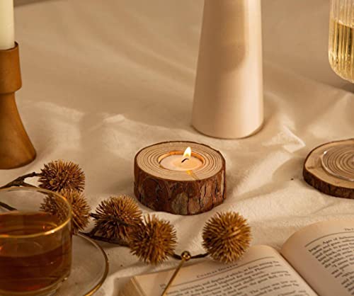 Lawei 20 Pack Wooden Tealight Candle Holder, Wood Votive Tealight Holder Tealight Candlestick for Wedding Party Birthday Holiday Decoration