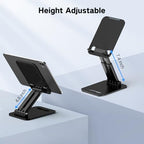 Tonmom Tablet Stand for iPad Holder, Adjustable Tablet Holder for Desk, Foldable Portable Monitor Stand Compatible with 4-16" Tablets Such as Kindle, Switch, iPad Pro/Air/Mini