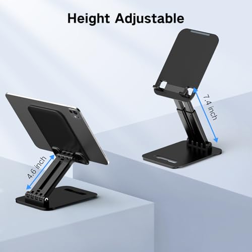 Tonmom Tablet Stand for iPad Holder, Adjustable Tablet Holder for Desk, Foldable Portable Monitor Stand Compatible with 4-16" Tablets Such as Kindle, Switch, iPad Pro/Air/Mini