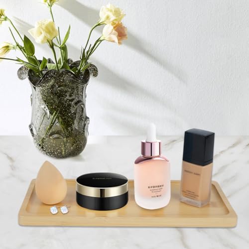 Bamboo Vanity Tray, Bathroom Sink Vanity Trays Bathroom Counter Tray for Organizing and Decor Display Toilet Tank Top Tray Bamboo Tray Table Tray Rack 11.8 x 6 x 0.7 inch - color: Light Wood