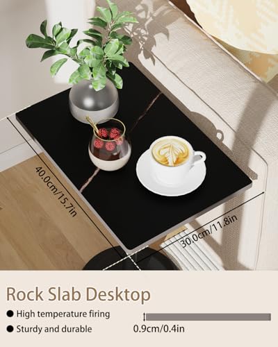 Small Side Table, Height Adjustable Nightstand, Square Indoor Metal Plant Stand, for Living Room, Bedroom, Office, Bathroom, 1 Pack, Black, GBZ001RB-1 - color: Black, size: Rectangle