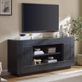 OKD Modern 70" TV Stand, Entertainment Center for TVs Up to 80", Media Console with Large Open Storage & Side Cabinets, Thick Wood Design for Living Room, Black Oak - color: Black Oak