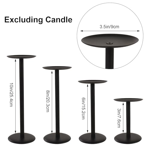 Set of 7 Metal Black Candle Holders, Assemblable Pillar and Taper Candlesticks, Halloween Fall Thanksgiving Day Dining Table Centerpieces Decor, Mantle Fireplace Candle Sticks Decorations