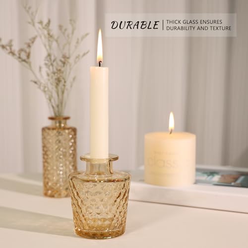 SUPMIND 12pcs Glass Bud Vase Set, Small Gold Amber Flower Vases for Centerpieces in Bulk, Mini Vintage Vase for Wedding, Home,Table Decoration - color: Gold Amber, size: 12Pcs