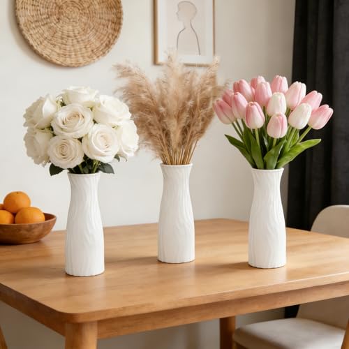 SOUJOY 10 Pack Composite Plastic Flower Vase, White Conic Floral Vase Home Decor Centerpieces, Small Unbreakable Vases for Decor Living Room - size: 7.11 cm x 7.11 cm x 20.1 cm