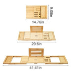 Bathtub Tray - Luxury Bamboo Bathtub Tray for Bath Accessories, Expandable Bath Caddy with Wine Glass Holder, for Her, Anniversary, Spa and Relaxation