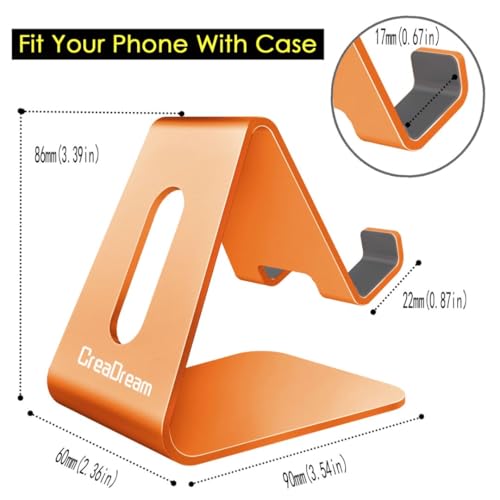 CreaDream Cell Phone Stand, Cradle, Holder, Aluminum Desktop Stand Compatible with Switch, All Smart Phone, iPhone 15 14 13 12 Pro Max Plus Mini Xr X Se 8 SE -Orange - color: Orange