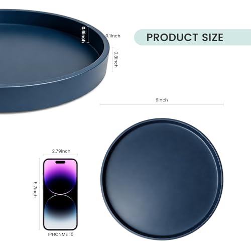 1 Pack 9" Bathroom and Vanity Tray, ABS Bathroom Counter Organizer, Coffee Table Decor for Perfume, Candles, Keys &More. Kitchen Countertop Organizer, Decorative Tray Soap Holder, Blue - color: Blue, size: 9"