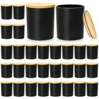 SUPMIND 30 Pack Glass Candle Jars-10oz Black Empty Candle Jars with Bamboo Lids and Sticky Labels, Bulk Candle Jars for Making Candles Containers - Dishwasher Safe - color: Black-30P, size: 10oz