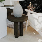 Maven Lane Owen Modern Side Table, 19" Compact Design - Bold Accent Table, Round Night Stand with Aged Brown Finish and Durable Rubberwood Base - Statement Making Style for Living Room or Bedroom - color: Aged Brown