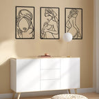 CHENGU 3 Pieces Metal Minimalist Abstract Woman Wall Art Line Drawing Wall Art Decor Single Line Female Home Hanging for Kitchen Bathroom Living Room - style: Pretty Style