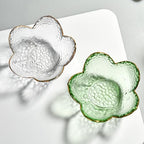 Green Flower Jewelry Trinket Dish, Glass Ring Holder Tray, Small Trinket Bowl Gifts for Women - color: golden-edged green