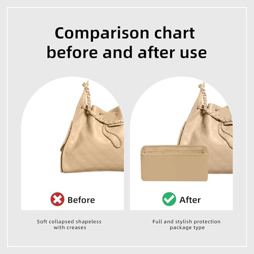 DGAZ Silk Purse Organizer Insert Fits Chanel 25C Hobo Bags，Silky Smooth Bag Organizer，Luxury Handbag & Tote Shaper(Medium,Chai) - color: Chai, size: Medium
