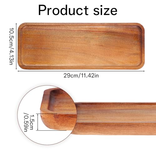 Nogeqi 1 Pack Wood Serving Tray Platter, Rectangle Small Wooden Tray for Food, Solid Acacia Small Charcuterie Boards for Dessert Snack Cheese Appetizers for Home Decor and Parties (11.42x4.13 Inches)