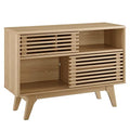 Modway Render Mid-Century Modern Two-Tier Display Stand in Oak - color: Oak
