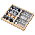 Natural bamboo Glasses Eyeglass Eyewear Sun glasses Sunglasses Box Storage Case Tray Display Showcase Organizer Box - color: Grey 8 Grids
