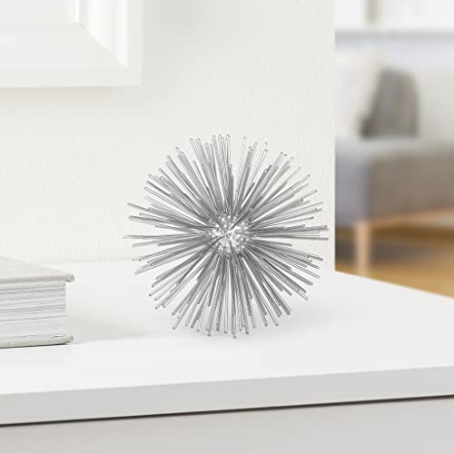 Torre & Tagus Spike Ball Silver Sphere Decor, Mid Century Modern Metal Silver Starburst for Home Decor On Shelf, Coffee Table, Wedding or Handmade Gift (4") - color: Silver, size: Small