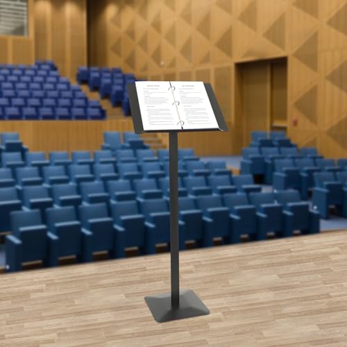 Floorstanding Menu Stand, 12.6 x 11.02 Inch Pedestal Sign Holder for Display Floorstanding Sign Holder with Adjust Panel Angle Hold Presentations, Photos, Sheet Music - color: Black-black