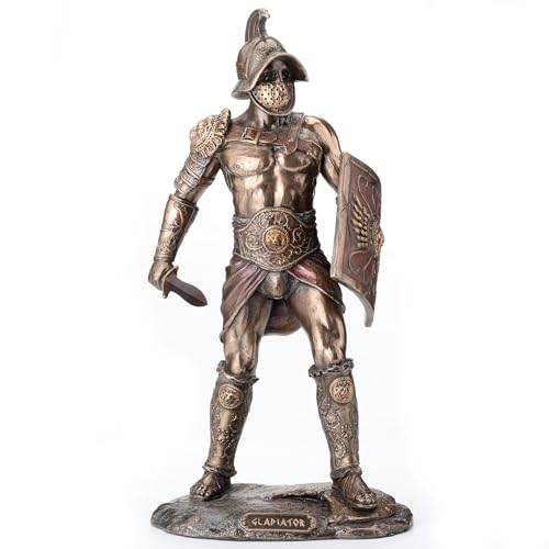 Veronese Spartacus Roman Gladiator Wielding Sword and Shield Statue - size: 10.25inch