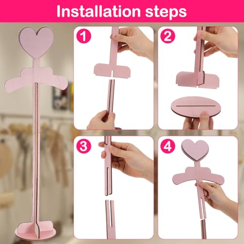 Alipis Child T Shirt Display: Wood Stand Shirt Rack - Portable Hanging Black - Baby Clothes Hanger Rack for Clothing Garment Retail Vendor - color: Pink