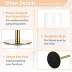 Nuptio Glass Hurricane Candle Holder: Set of 6 Gold Candlestick Holders - Long Stem Taper Candleholders for Christmas Tabletop Centerpiece Fireplace Decor Cylinder Candle Stand Windproof 14" 16" 18" - size: 14 & 16 & 18 in