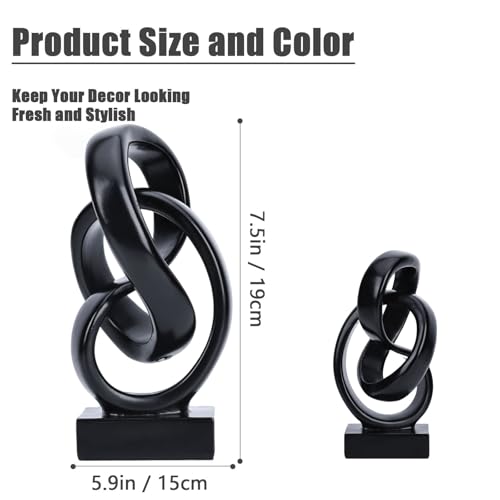 Black Knot Decor for Coffee Table Book,Abstract Art Mid Century Modern Decor for Bookshelf Entryway TV Stand,Minimalist Knot Sculpture for Home Living Room,Centerpiece Table Decorations (Black) - color: Black