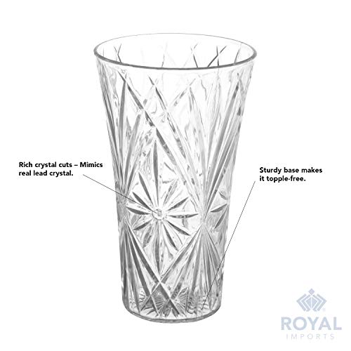 Royal Imports Flower Acrylic Vase Decorative Centerpiece for Home or Wedding Non-Breakable Plastic - 10" Tall, 6" Opening - Clear - size: 10" x 6"