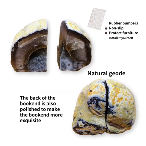 Rock Bookends Natural Agate Bookend Decorative Book End Crystal Unique Home Decor for Shelves Heavy Book (1 Pair, 5-6 LBS) - color: Nature, size: 5-6LBS