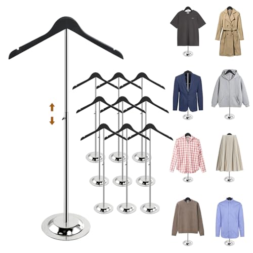 Adjustable Shirt Display Stand 10 Pcs, 20-35 Inch Height Tshirt Display Stand for Vendors, Wood T Shirt Mannequin Display forShirt, Jacket, Coat at Clothing Vendor Events, Trade Fair Show(Black) - color: Black, size: 10Pcs