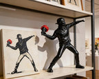 Banksy Flower Thrower Sculpture, 8.5 inch Black Banksy Street Graffiti Art Statue Replica, Inspirational Sculpture Gifts Peace Hope - color: Black