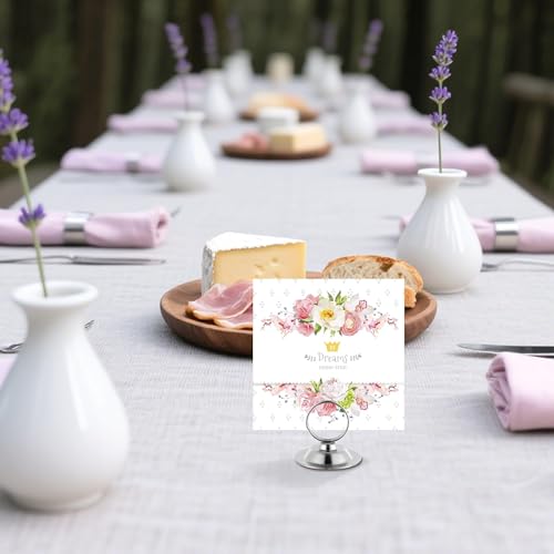 Urban Deco 16 PK Table Card Holder Place Card Holders Steel Card Holders for Photos, Food Signs, Memo Notes, Weddings, Restaurants, Birthday (Silver) - color: Silver